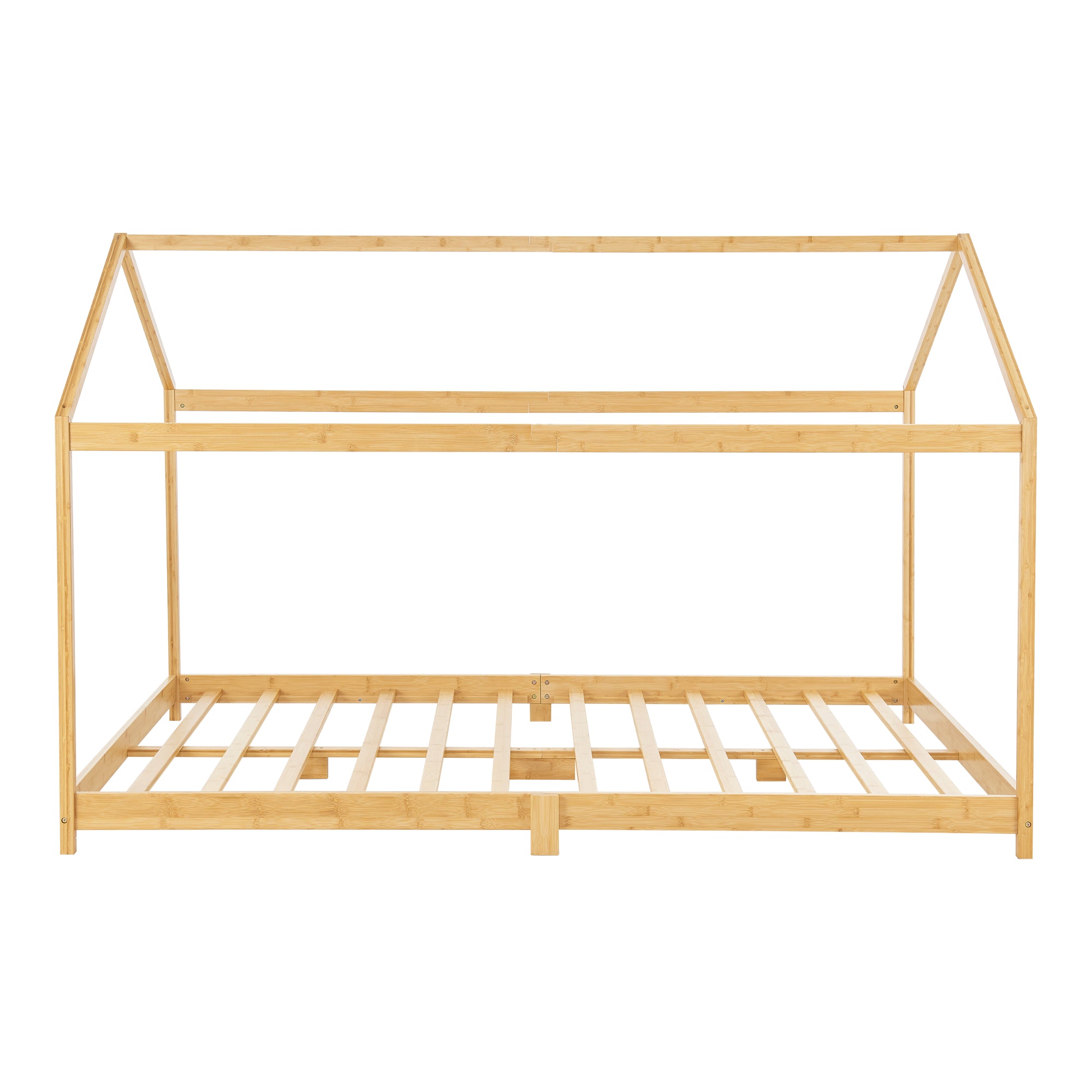 Letto per Cameretta ’Vindafjord’ a Forma di Casetta con Materasso 120x200 cm Bambù Naturale [en.casa]