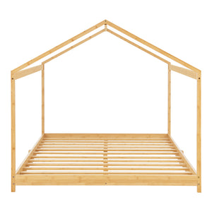 Letto per Cameretta Vindafjord a Forma di Casetta in Bambù Naturale 140x200 cm [en.casa]