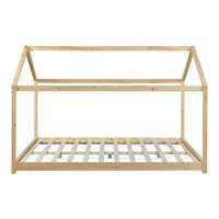 Letto per Cameretta Cerro a Forma di Casetta con Materasso 140 x 200 cm Legno Naturale [en.casa]