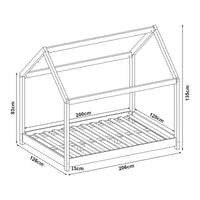 Letto per Cameretta Cerro a Forma di Casetta con Materasso 120 x 200 cm Grigio [en.casa]