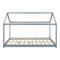 Letto per Cameretta Cerro a Forma di Casetta con Materasso 120 x 200 cm Grigio [en.casa]