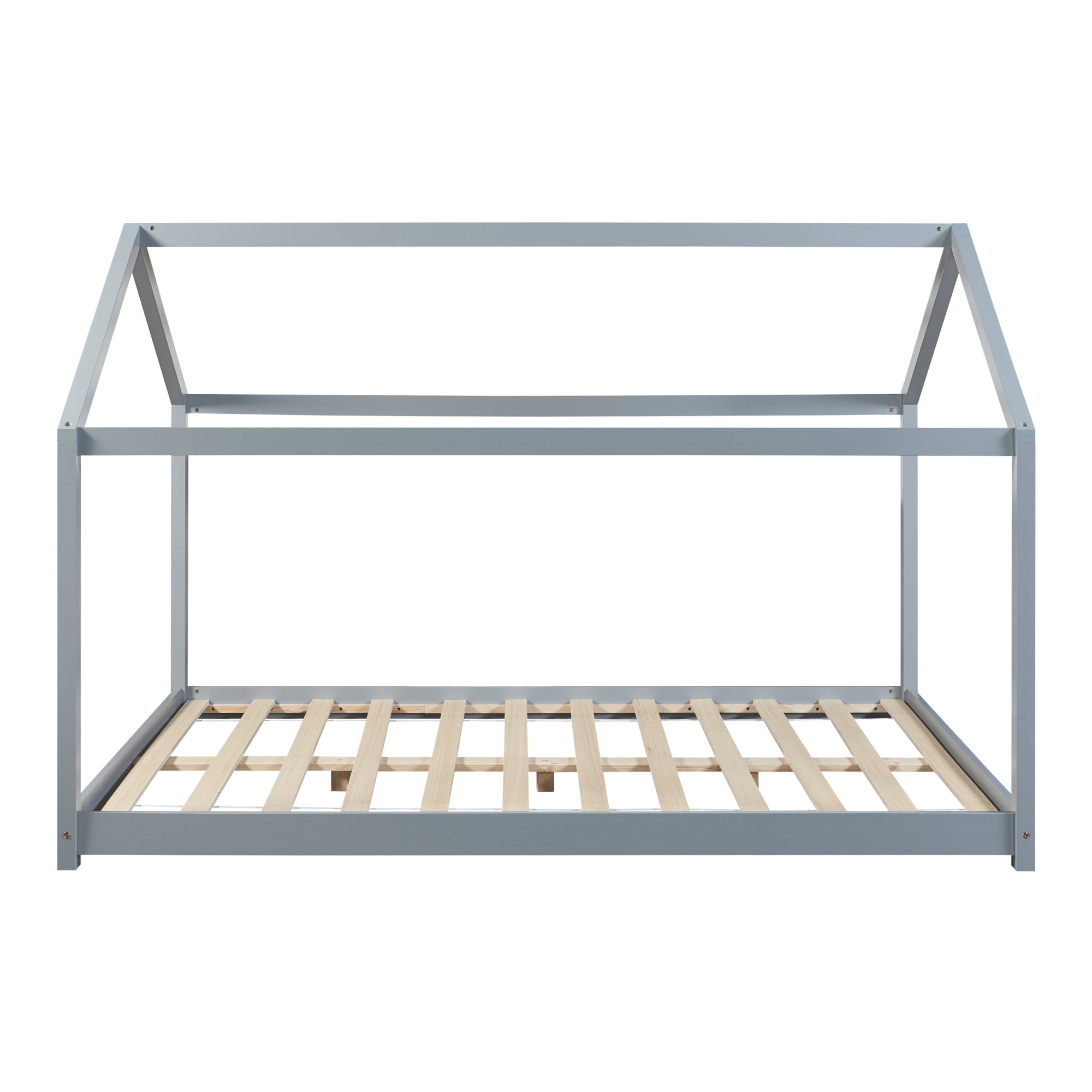 Letto per Cameretta Cerro a Forma di Casetta con Materasso 140 x 200 cm Grigio [en.casa]