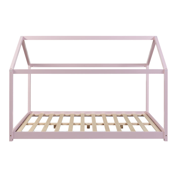 Letto per Cameretta Cerro a Forma di Casetta con Materasso 120 x 200 cm Rosa [en.casa]