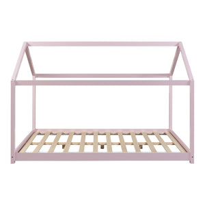 Letto per Cameretta Cerro a Forma di Casetta con Materasso 140 x 200 cm Rosa [en.casa]