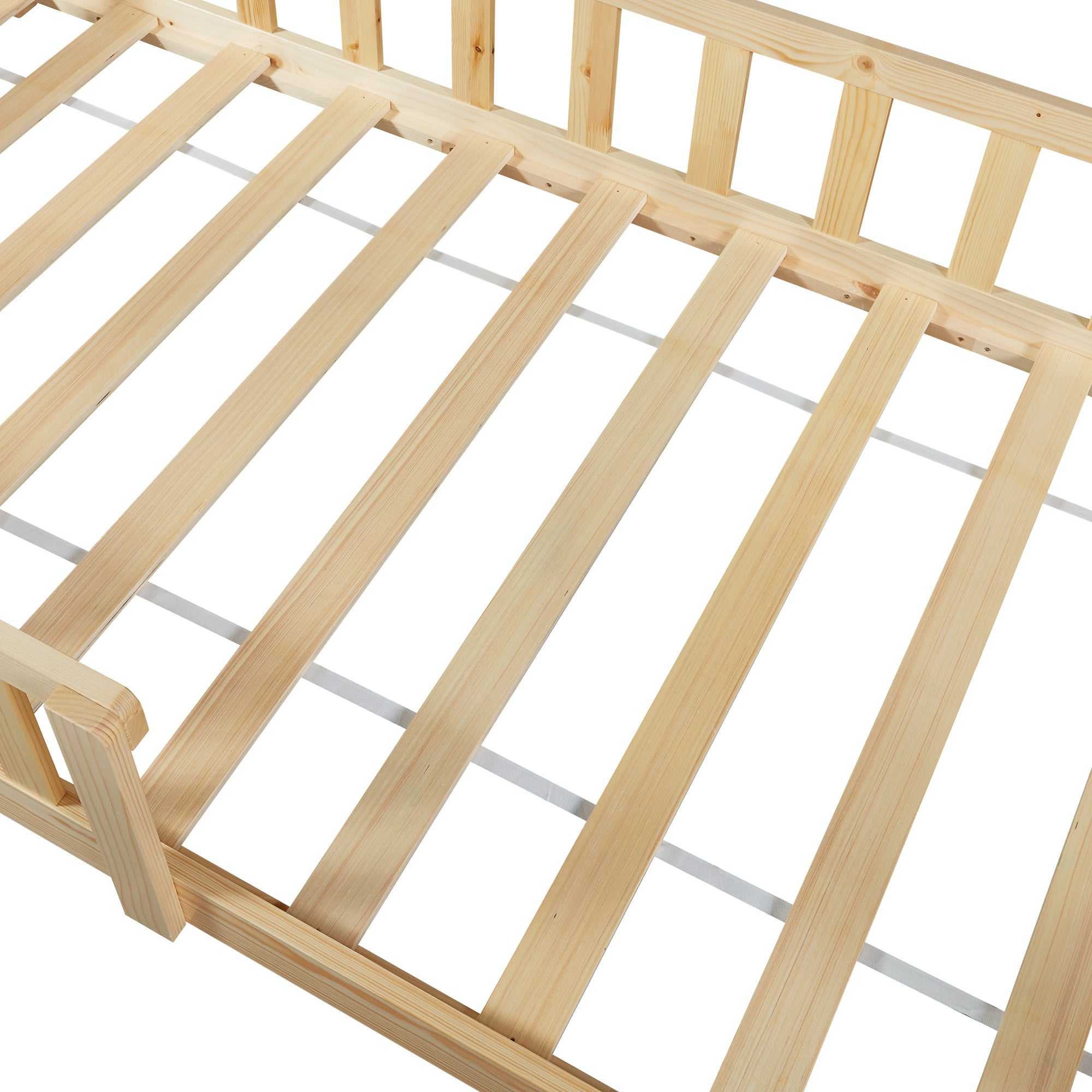 Letto Singolo Hesel per Cameretta Forma di Casetta con Materasso 90 x 200 cm Naturale [en.casa]