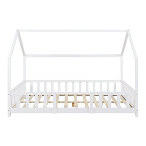 Letto per Cameretta Sisimiut a Forma di Casetta con Materasso 120x200 cm Bianco [en.casa] [neu.haus]