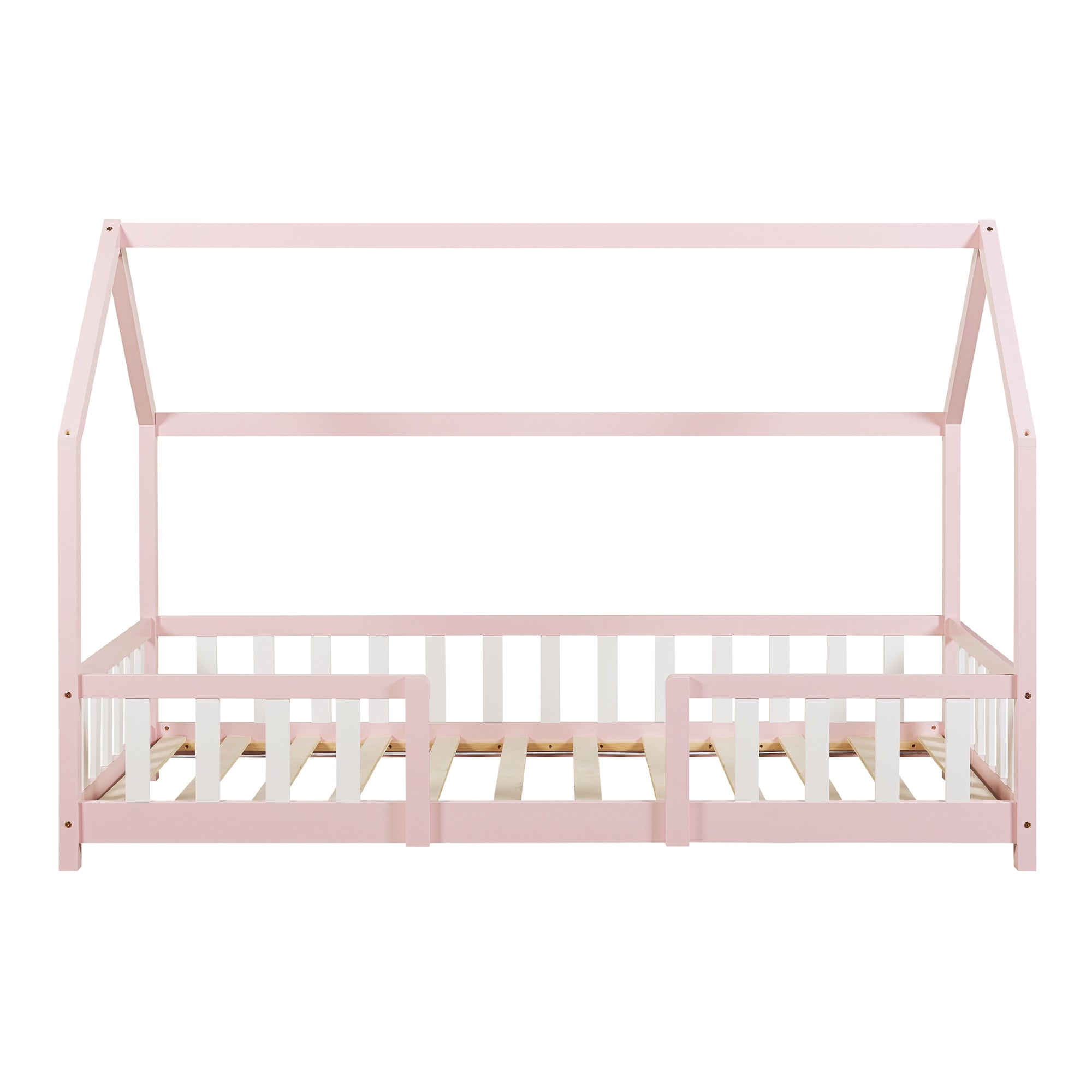 Letto per Cameretta Sisimiut a Forma di Casetta con Materasso 90x200 cm Rosa / Bianco [en.casa] [neu.haus]