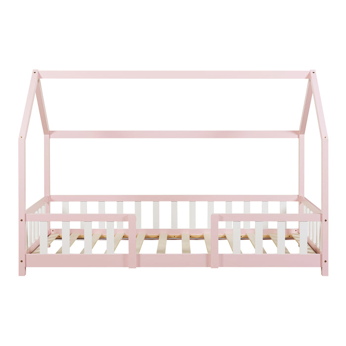 Letto per Cameretta Sisimiut a Forma di Casetta con Materasso 90x200 cm Rosa / Bianco [en.casa] [neu.haus]