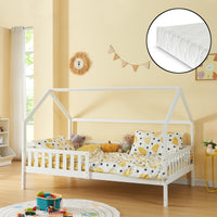 Letto Casetta per Cameretta Ydre con Materasso 120x200 cm Bianco [en.casa]