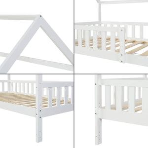 Letto Casetta per Cameretta Ydre 90x200 cm Bianco [en.casa]