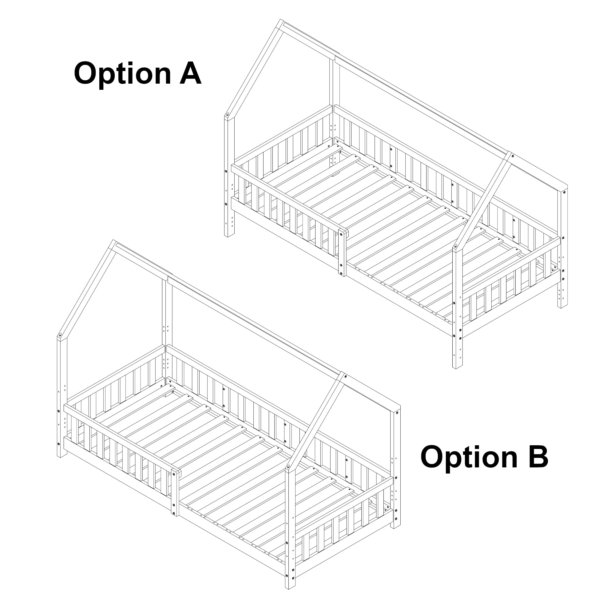 Letto Casetta per Cameretta Ydre 90x200 cm Bianco [en.casa]