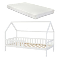 Letto Casetta per Cameretta Ydre con Materasso 90x200 cm Bianco [en.casa]