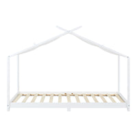 Letto Brome per Cameretta a Forma di Casetta e Materasso 90x200 cm Legno di Pino - Bianco [en.casa]