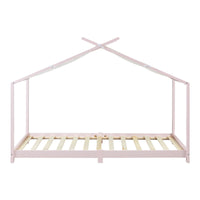 Letto Brome per Cameretta a Forma di Casetta e Materasso 90x200 cm Legno di Pino - Rosa [en.casa]