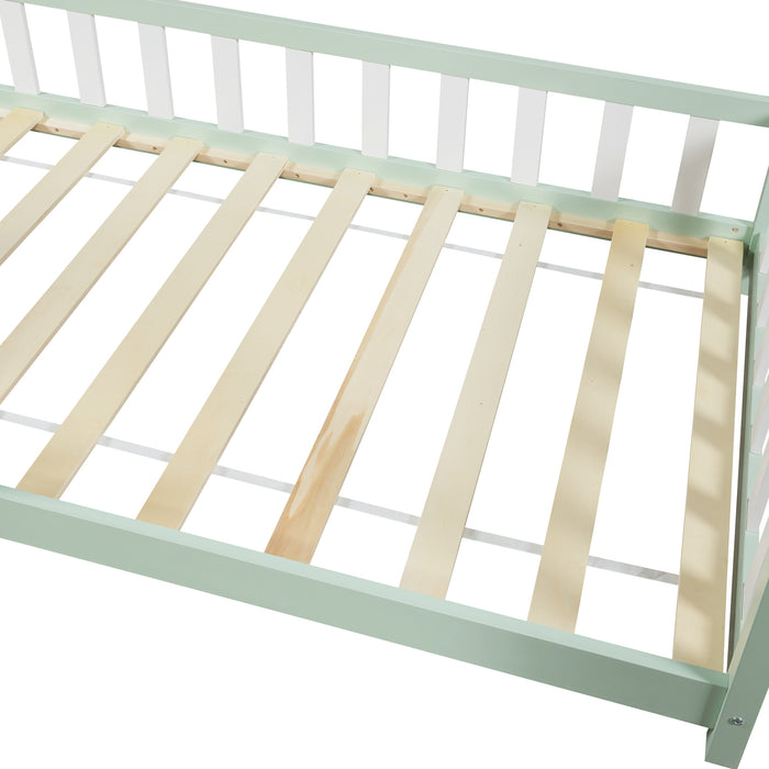 Letto Singolo Hesel per Cameretta a Forma di Casetta 90 x 200 cm Menta Verde [en.casa]