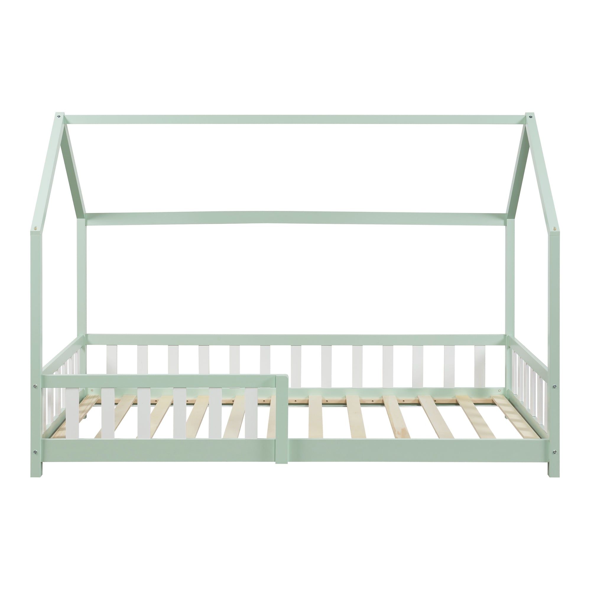 Letto Singolo Hesel per Cameretta a Forma di Casetta 90 x 200 cm Menta Verde [en.casa]