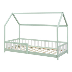 Letto Singolo Hesel per Cameretta a Forma di Casetta 90 x 200 cm Menta Verde [en.casa]