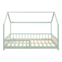 Letto Francese Hesel per Cameretta Forma di Casetta con Materasso 140 x 200 cm Menta Verde [en.casa]