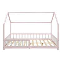 Letto Francese Hesel per Cameretta a Forma di Casetta 140 x 200 cm Rosa [en.casa]