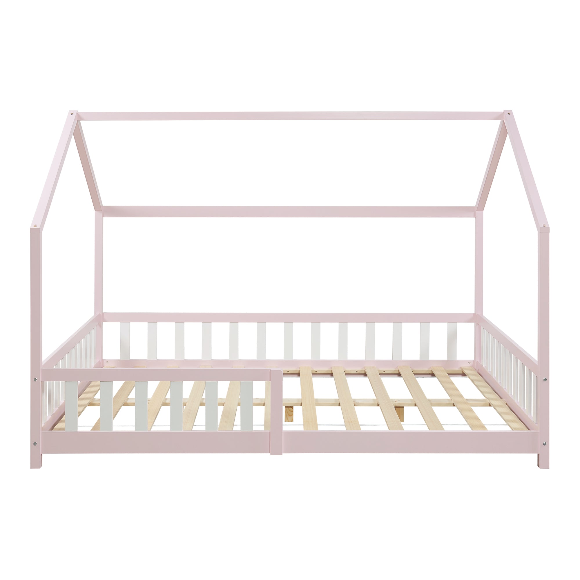 Letto Francese Hesel per Cameretta Forma di Casetta con Materasso 140 x 200 cm Rosa [en.casa]