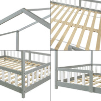 Letto per Cameretta Treviolo a Forma di Casetta 120x200 cm Grigio [en.casa]