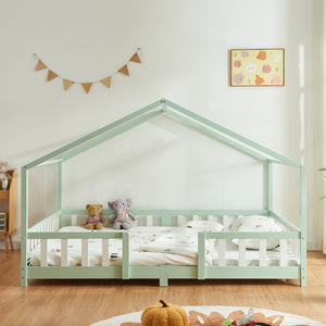 Letto per Cameretta Treviolo a Forma di Casetta con Materasso 140x200 cm Menta Verde [en.casa] [neu.haus]