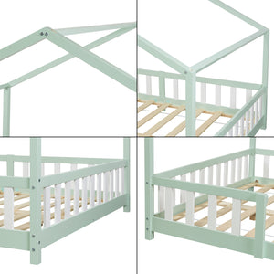 Letto per Cameretta Treviolo a Forma di Casetta con Materasso 140x200 cm Menta Verde [en.casa] [neu.haus]