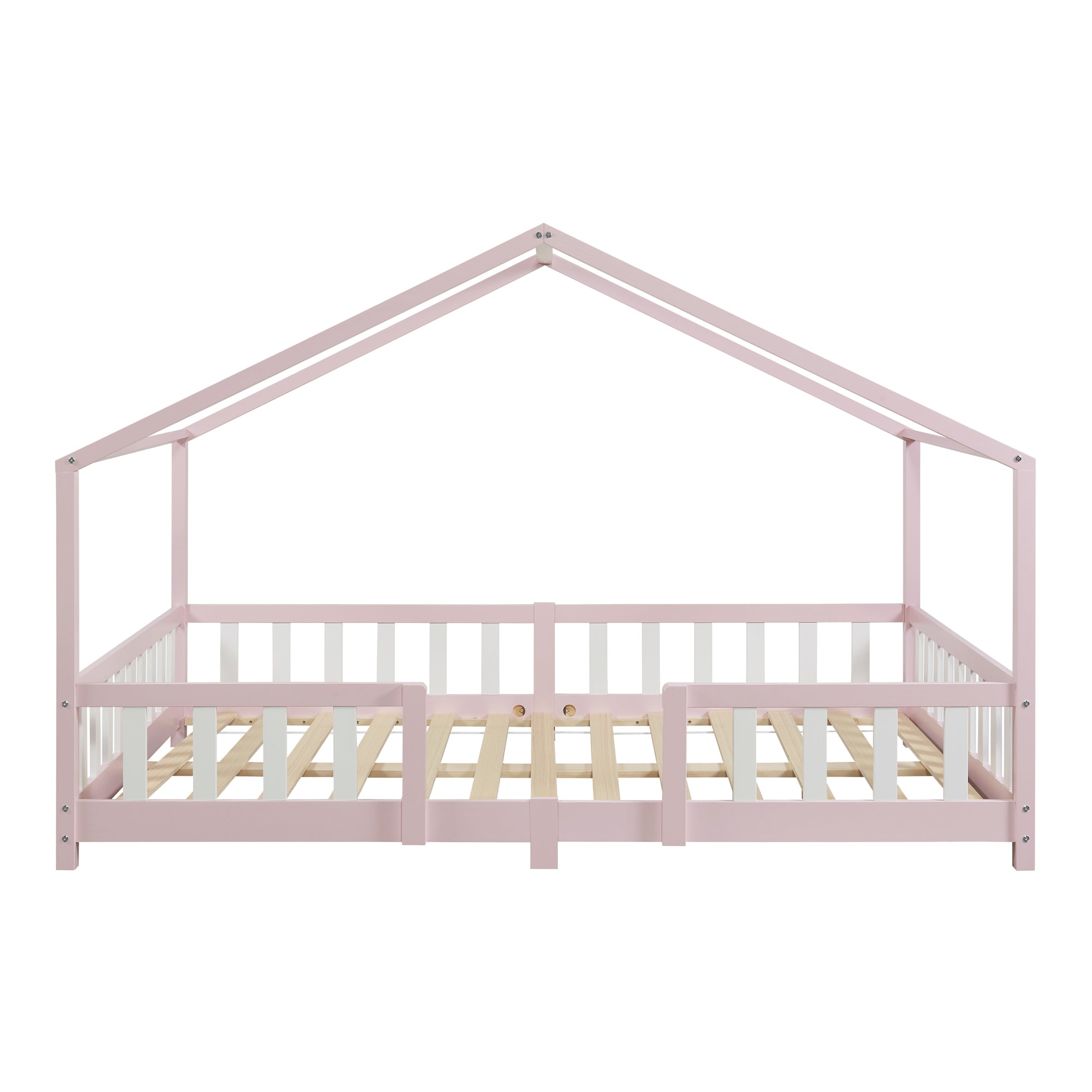 Letto per Cameretta Treviolo a Forma di Casetta con Materasso 120x200 cm Rosa [en.casa] [neu.haus]