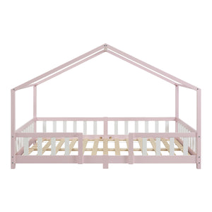 Letto per Cameretta Treviolo a Forma di Casetta con Materasso 120x200 cm Rosa [en.casa] [neu.haus]