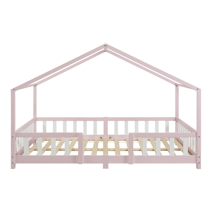 Letto per Cameretta Treviolo a Forma di Casetta con Materasso 120x200 cm Rosa [en.casa] [neu.haus]