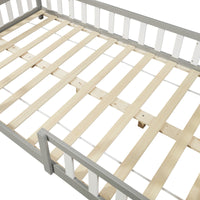 Letto per Cameretta Sisimiut a Forma di Casetta con Materasso 120x200 cm Grigio Chiaro / Bianco [en.casa] [neu.haus]