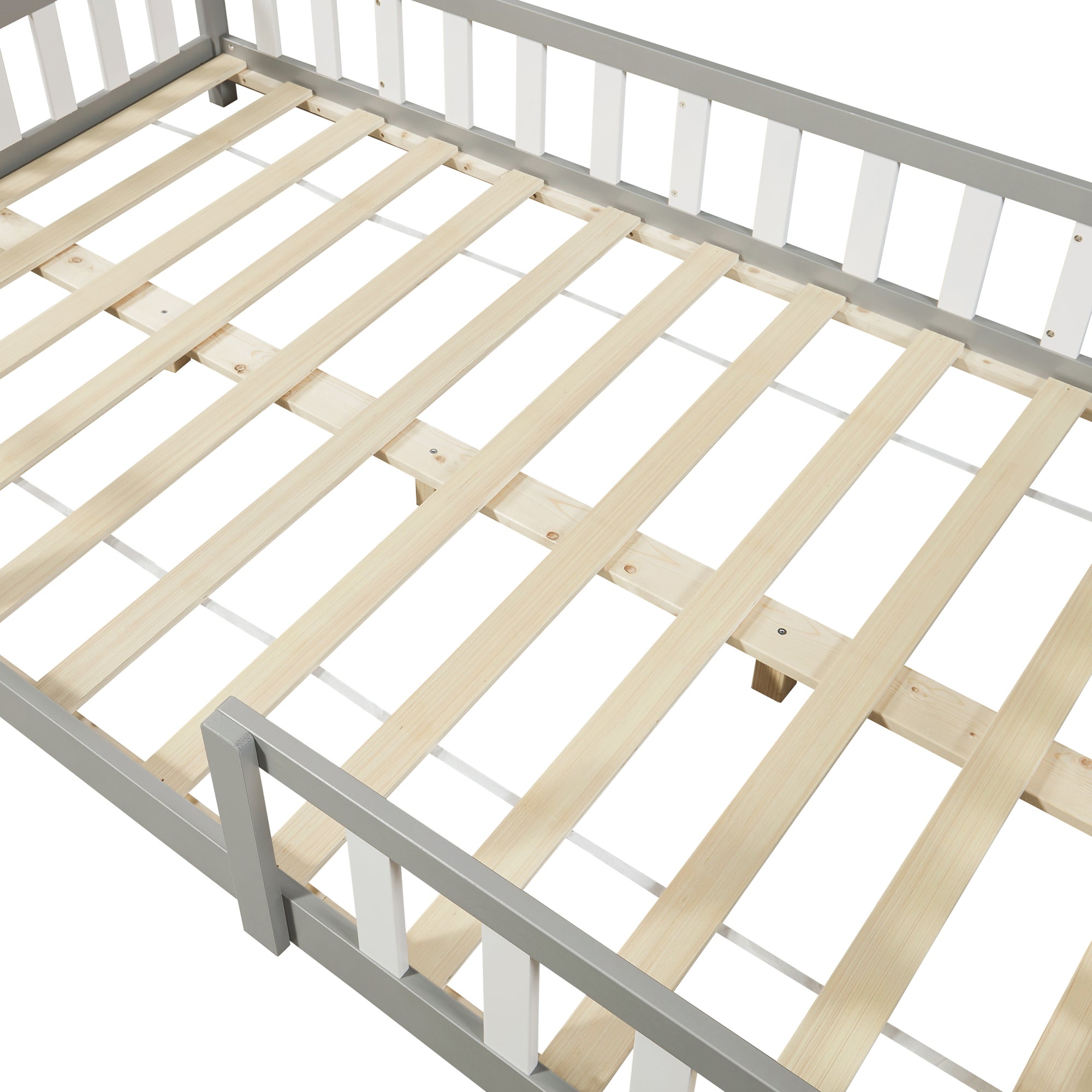 Letto per Cameretta Sisimiut a Forma di Casetta 120x200 cm Grigio Chiaro / Bianco [en.casa]