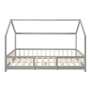 Letto per Cameretta Sisimiut a Forma di Casetta con Materasso 120x200 cm Grigio Chiaro / Bianco [en.casa] [neu.haus]