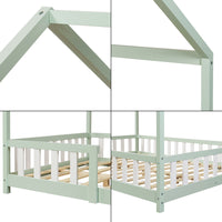 Letto per Cameretta Sisimiut a Forma di Casetta 120x200 cm Verde / Bianco [en.casa]