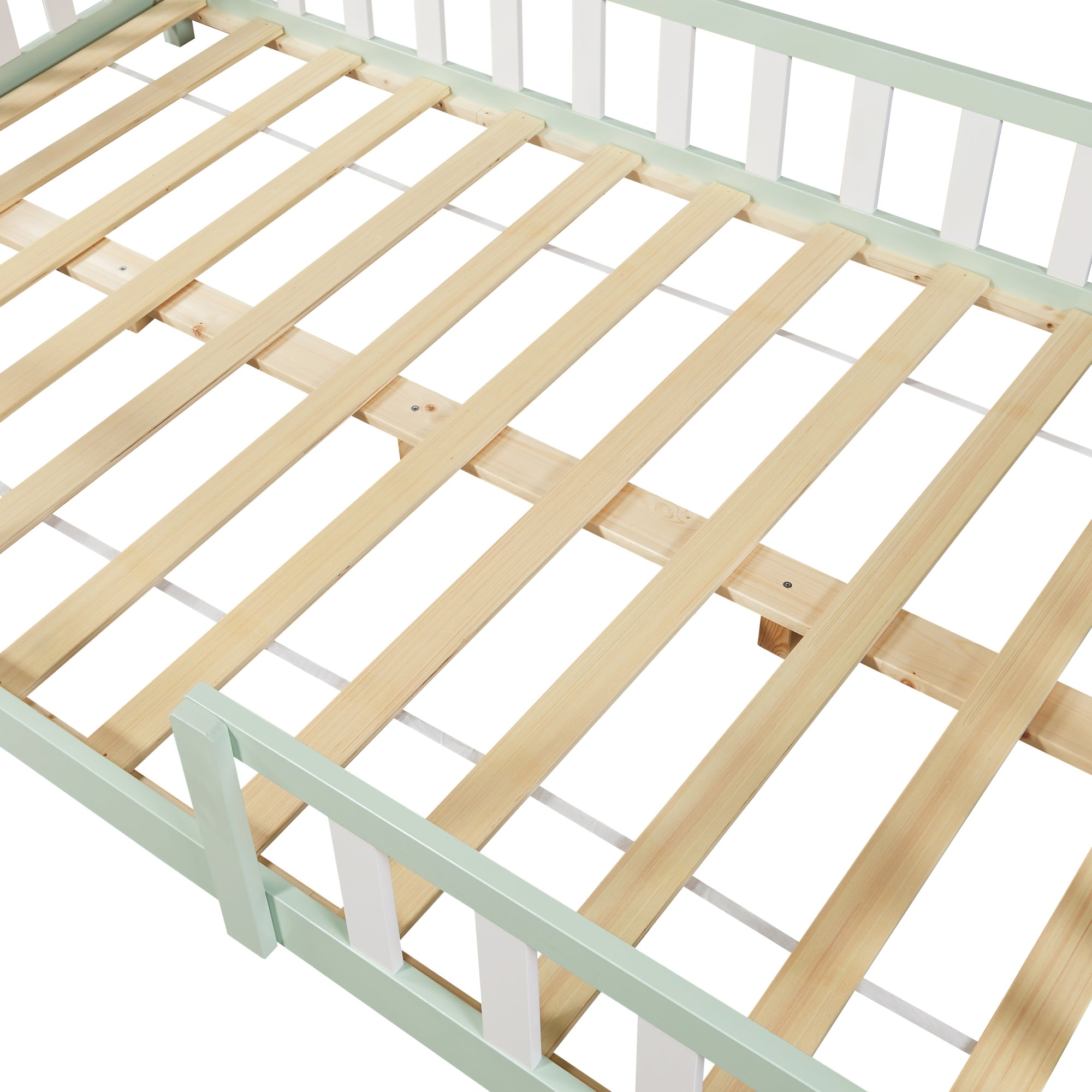 Letto per Cameretta Sisimiut a Forma di Casetta 140x200 cm Verde / Bianco [en.casa]