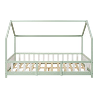 Letto per Cameretta Sisimiut a Forma di Casetta con Materasso 140x200 cm Verde / Bianco [en.casa] [neu.haus]