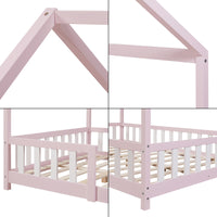 Letto per Cameretta Sisimiut a Forma di Casetta 120x200 cm Rosa / Bianco [en.casa]