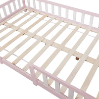 Letto per Cameretta Sisimiut a Forma di Casetta 120x200 cm Rosa / Bianco [en.casa]