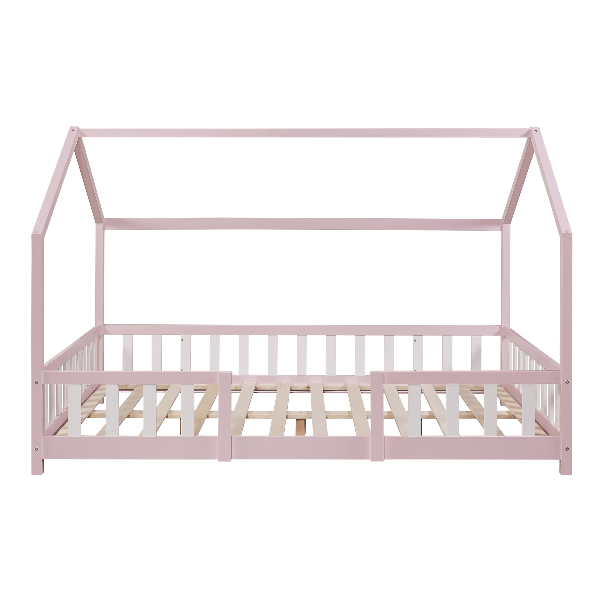 Letto per Cameretta Sisimiut a Forma di Casetta 120x200 cm Rosa / Bianco [en.casa]