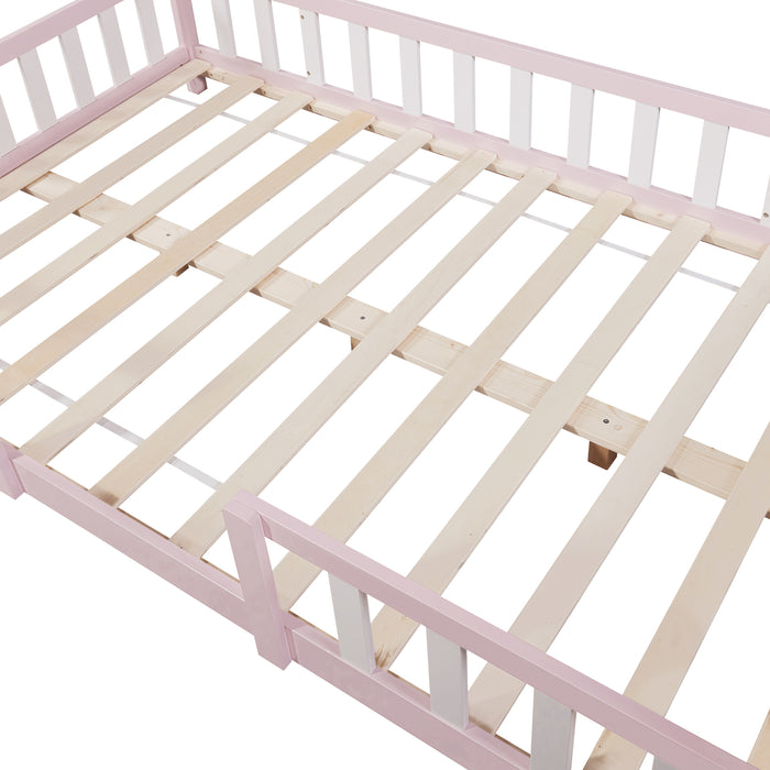 Letto per Cameretta Sisimiut a Forma di Casetta con Materasso 140x200 cm Rosa / Bianco [en.casa] [neu.haus]