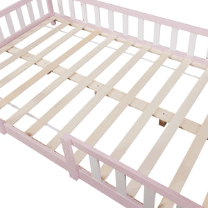 Letto per Cameretta Sisimiut a Forma di Casetta 140x200 cm Rosa / Bianco [en.casa]