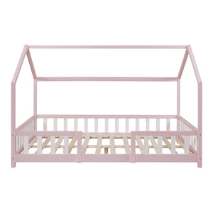 Letto per Cameretta Sisimiut a Forma di Casetta 140x200 cm Rosa / Bianco [en.casa]