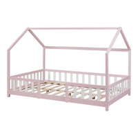 Letto per Cameretta Sisimiut a Forma di Casetta 140x200 cm Rosa / Bianco [en.casa]