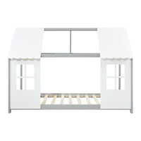 Letto Tostedt per Cameretta a Forma di Casetta con Materasso 90 x 200 Grigio / Bianco [en.casa]