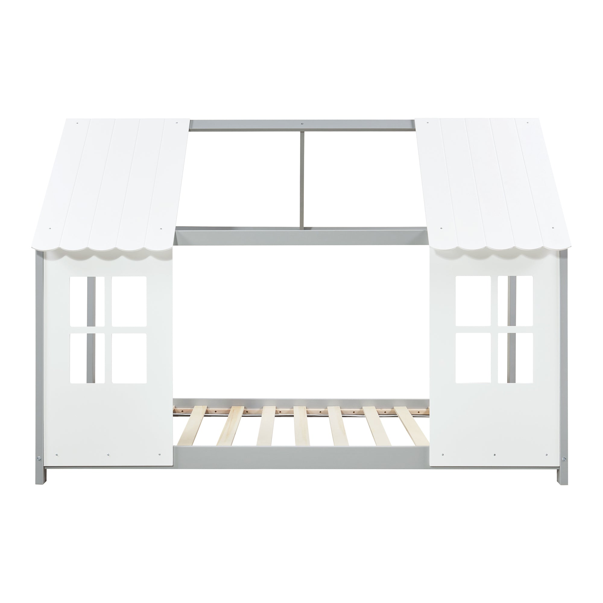 Letto Tostedt per Cameretta a Forma di Casetta con Materasso 90 x 200 Grigio / Bianco [en.casa]