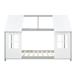 Letto Tostedt per Cameretta a Forma di Casetta con Materasso 90 x 200 Grigio / Bianco [en.casa]