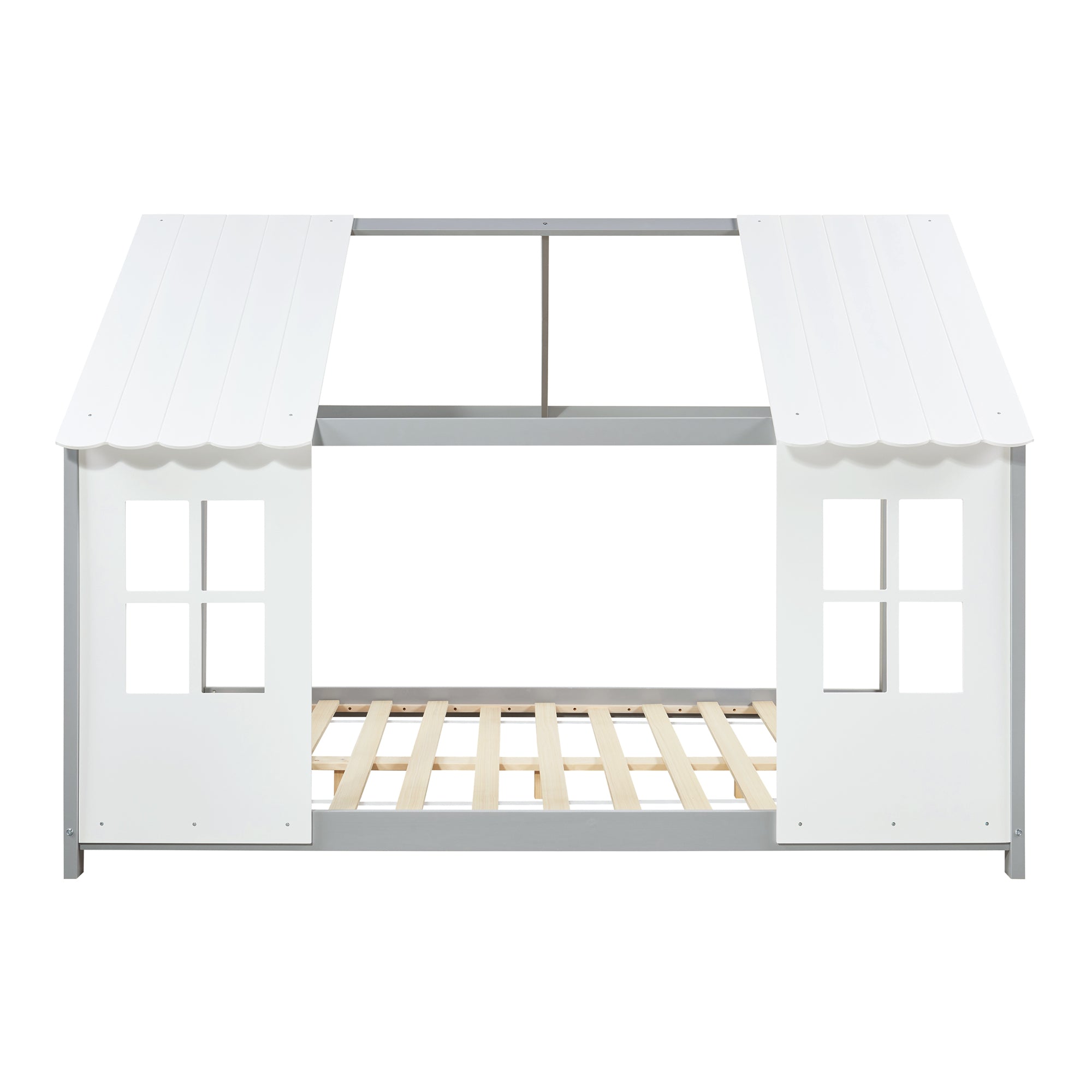 Letto Tostedt per Cameretta a Forma di Casetta con Materasso 140 x 200 Grigio / Bianco [en.casa]