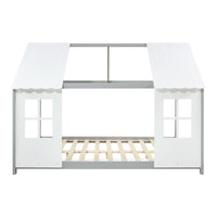 Letto Tostedt per Cameretta a Forma di Casetta Semiaperta 140 x 200 cm Grigio / Bianco [en.casa]