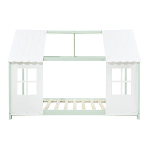 Letto Tostedt per Cameretta a Forma di Casetta con Materasso 90 x 200 Menta Verde / Bianco [en.casa]
