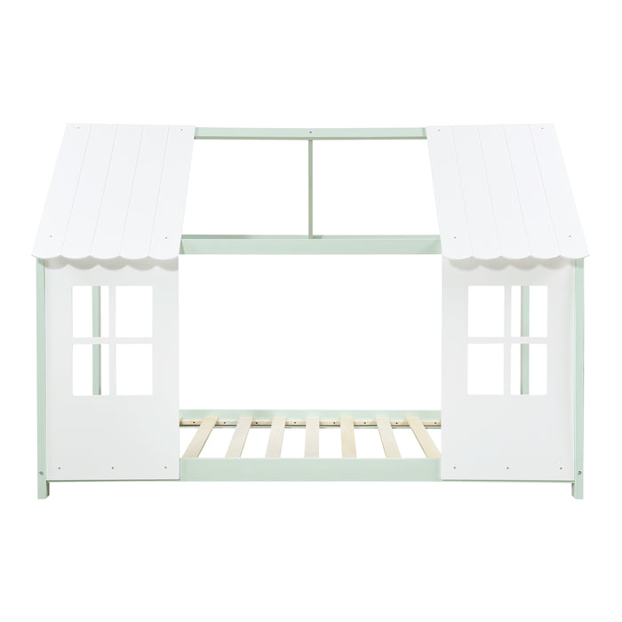 Letto Tostedt per Cameretta a Forma di Casetta Semiaperta 90 x 200 cm Menta Verde / Bianco [en.casa]